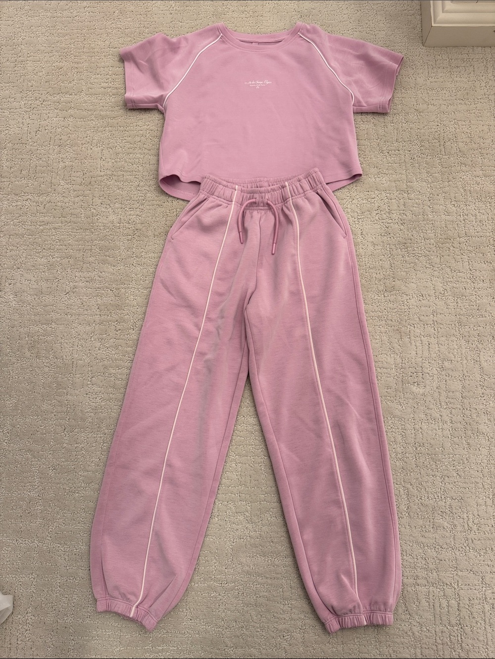Zara Kids Pink Two-Piece  Set - Cozy Lounge Tee & Jogger Pants